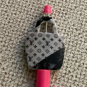 Louis Vuitton Monogram Gray and Black Bag Charm Gocal Pen